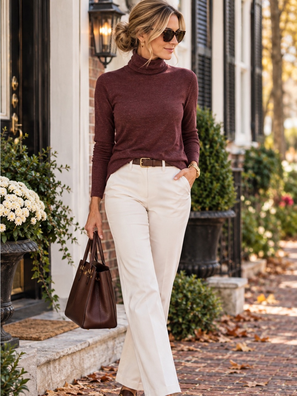 Ralph Lauren Burgundy Pima Cotton Turtleneck Tunic Top Long Sleeve M